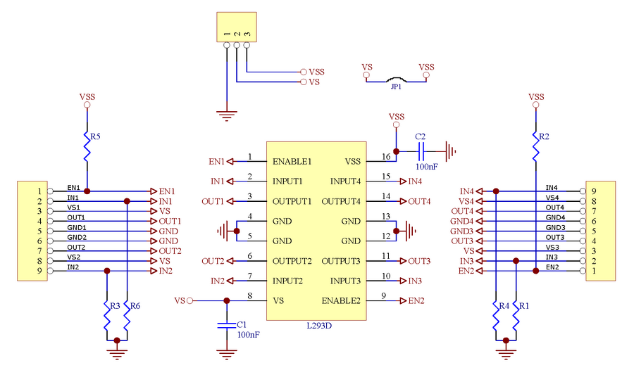 ELECTRONICS-SALON Push-Pull Four Channel Motor Driver Module, L293D.