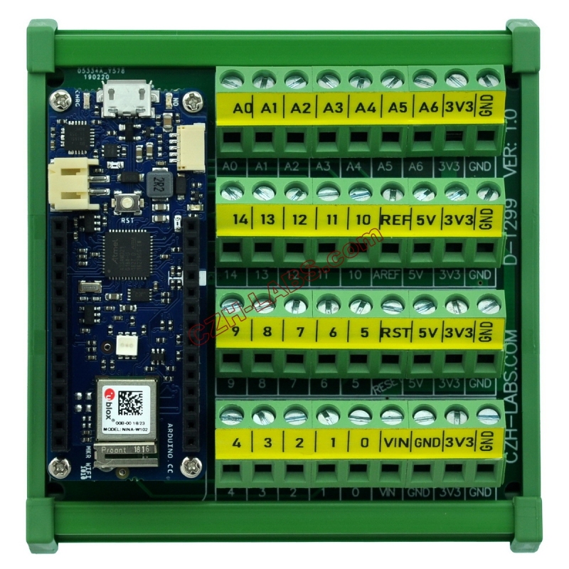 DIN Rail Mount Screw Terminal Block Breakout Module Board for Arduino MKR.