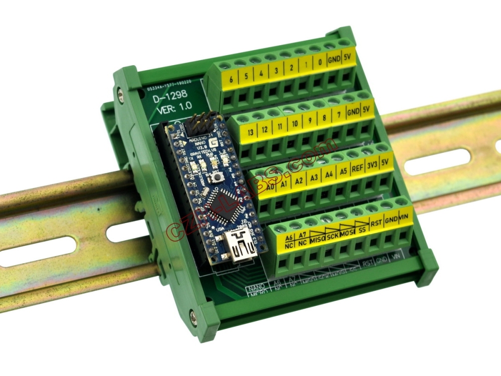 DIN Rail Mount Screw Terminal Block Breakout Module Board for Arduino NANO/MICRO.