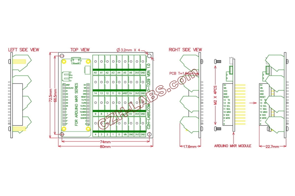 Screw Terminal Block Breakout Module Board for Arduino MKR.