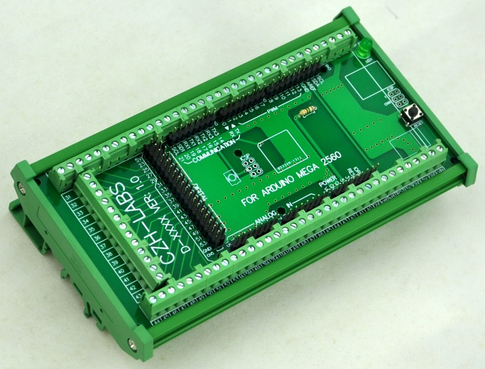 CZH-LABS DIN Rail Mount Screw Terminal Block Adapter Module, For Arduino MEGA-2560 R3.
