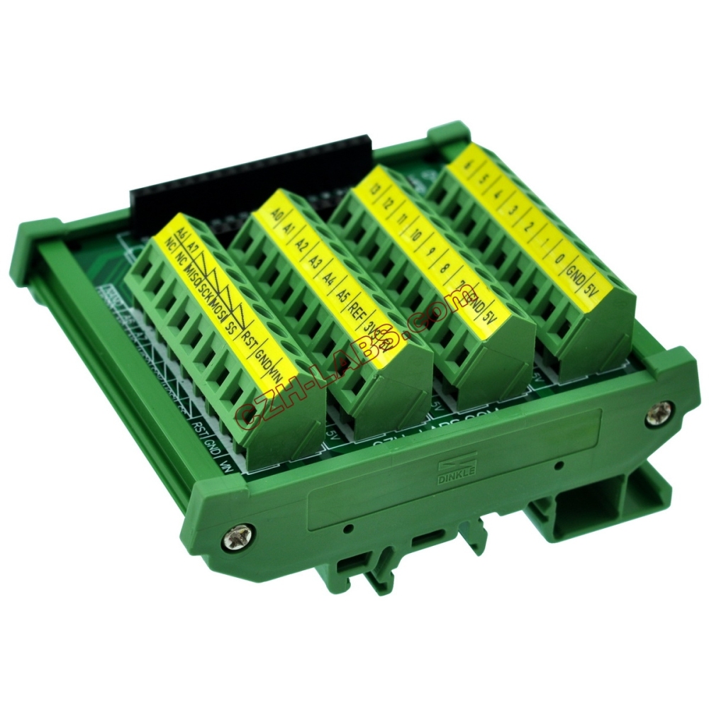 DIN Rail Mount Screw Terminal Block Breakout Module Board for Arduino NANO/MICRO.