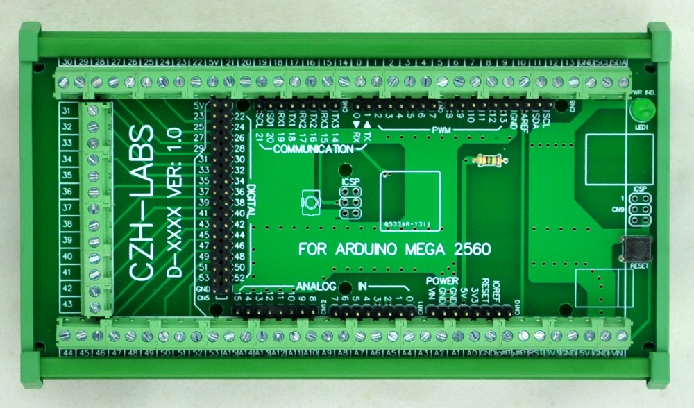 CZH-LABS DIN Rail Mount Screw Terminal Block Adapter Module, For Arduino MEGA-2560 R3.