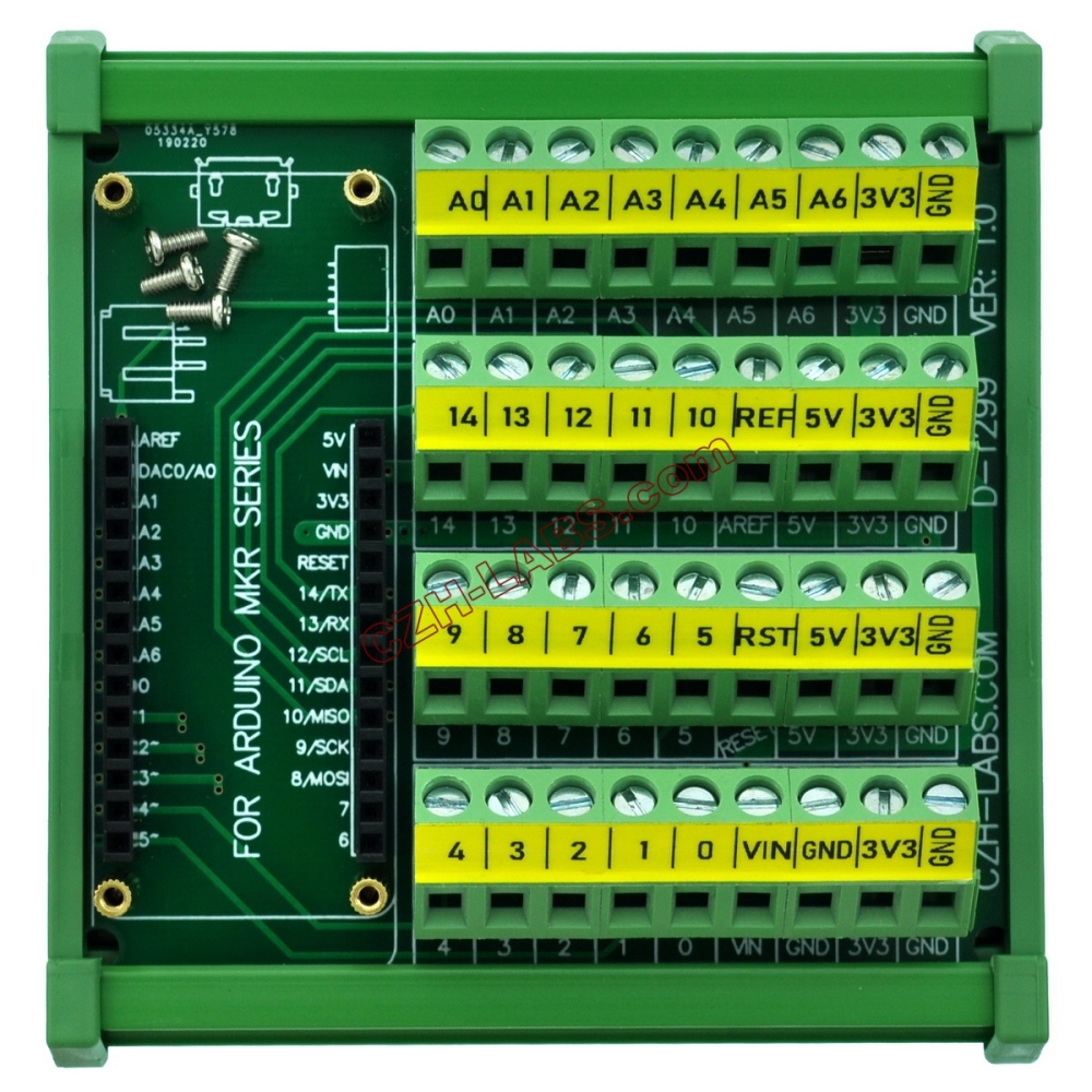DIN Rail Mount Screw Terminal Block Breakout Module Board for Arduino MKR.