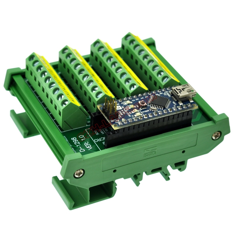 DIN Rail Mount Screw Terminal Block Breakout Module Board for Arduino NANO/MICRO.