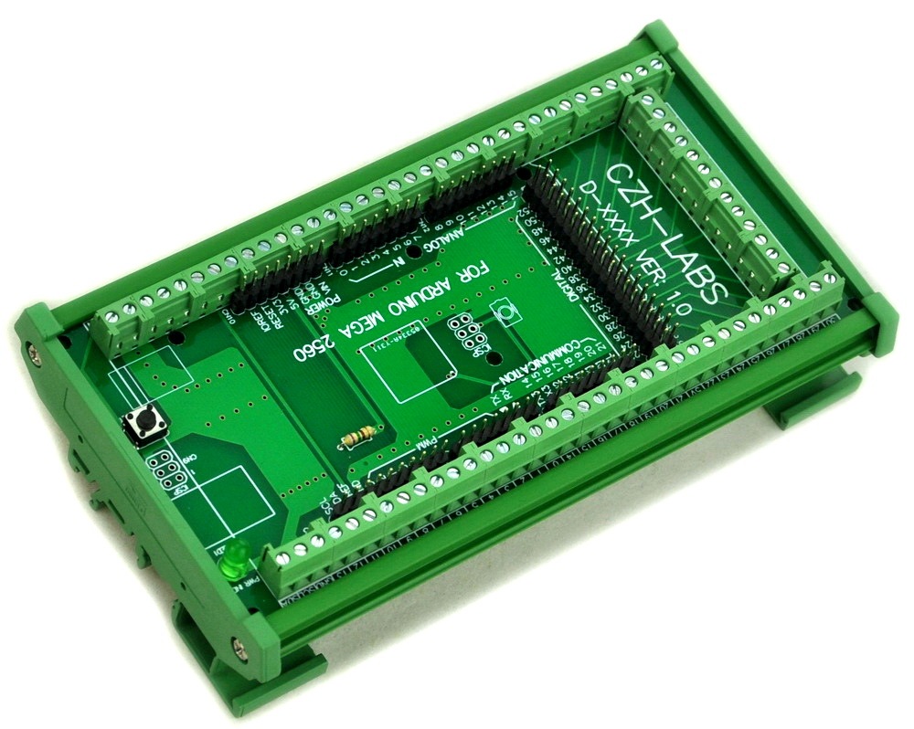 CZH-LABS DIN Rail Mount Screw Terminal Block Adapter Module, For Arduino MEGA-2560 R3.
