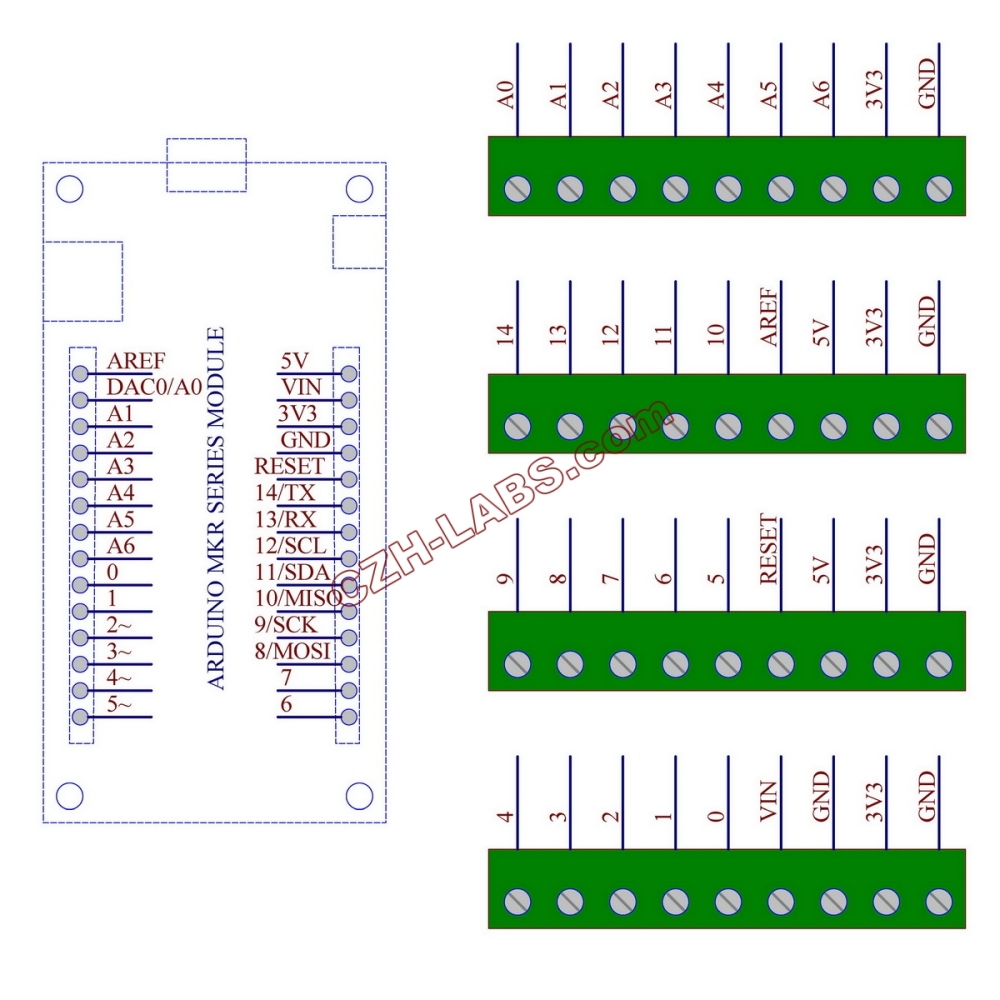 Screw Terminal Block Breakout Module Board for Arduino MKR.