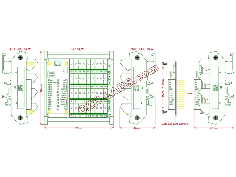DIN Rail Mount Screw Terminal Block Breakout Module Board for Arduino MKR.