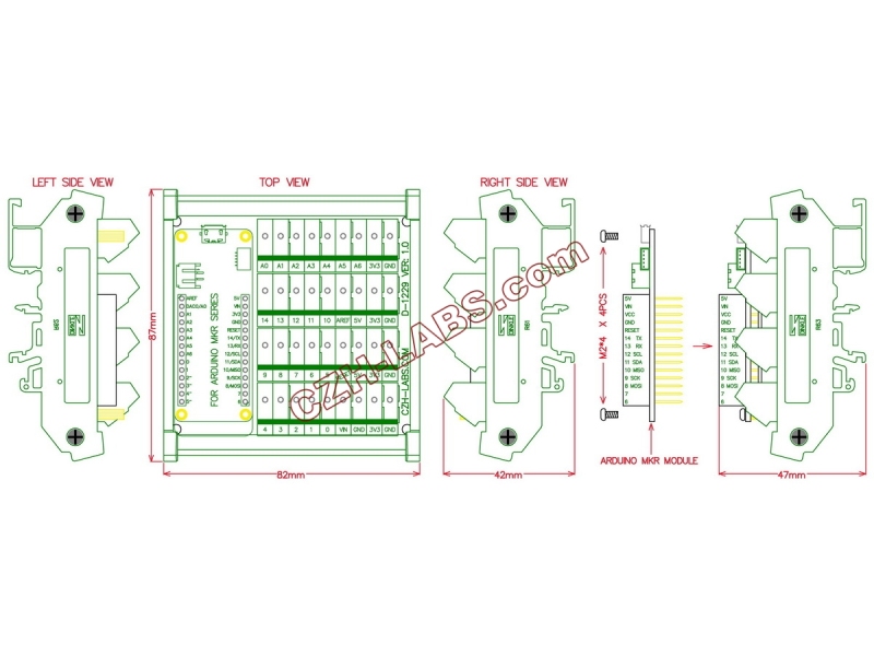 DIN Rail Mount Screw Terminal Block Breakout Module Board for Arduino MKR.