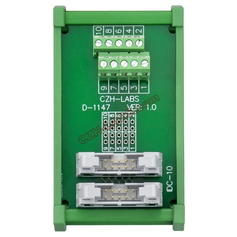 DIN Rail Mount Dual IDC10 Pitch 2.54mm Male Header Interface Module Breakout Board.