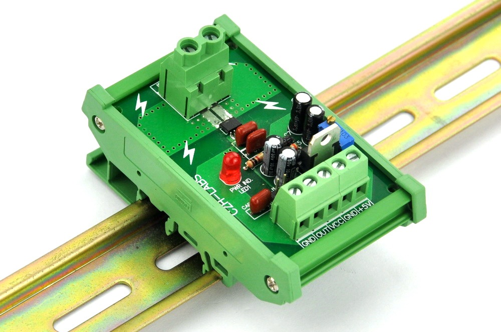 DIN Rail Mount +/-30Amp AC/DC Current Sensor Module, based on ACS712.