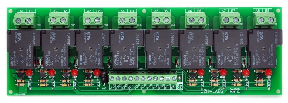 8 Channel SPST-NO 30Amp Power Relay Module Board, 12V Version, 30A.