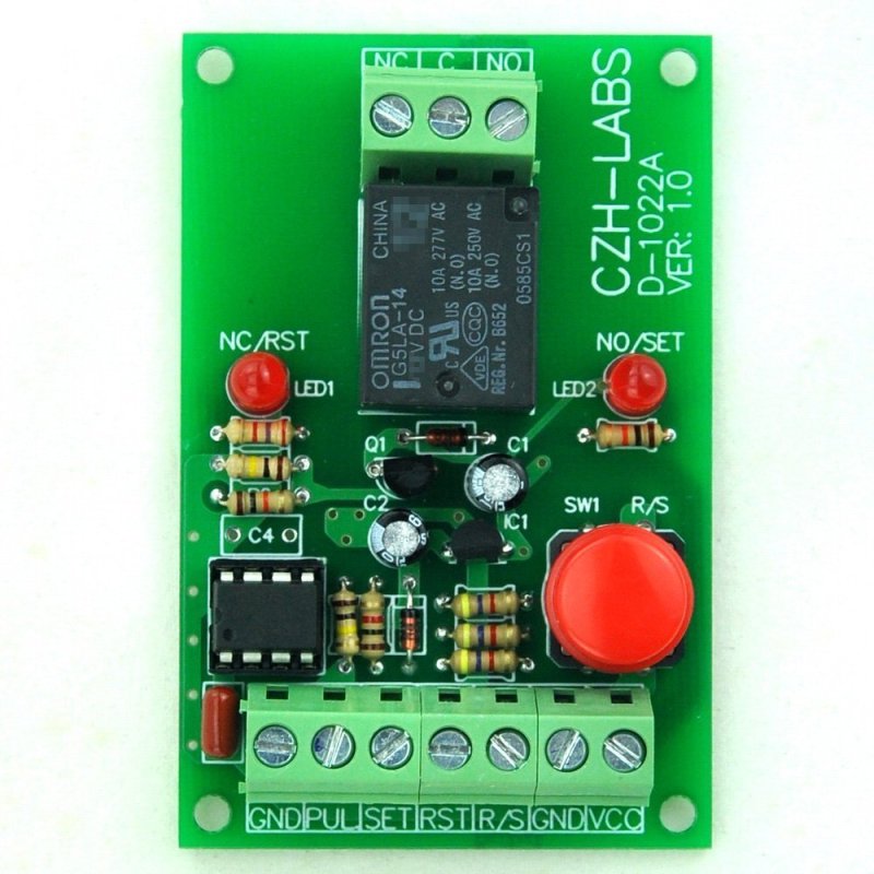 Panel Mount Momentary-Switch/Pulse-Signal Control Latching SPDT Relay Module,24V.