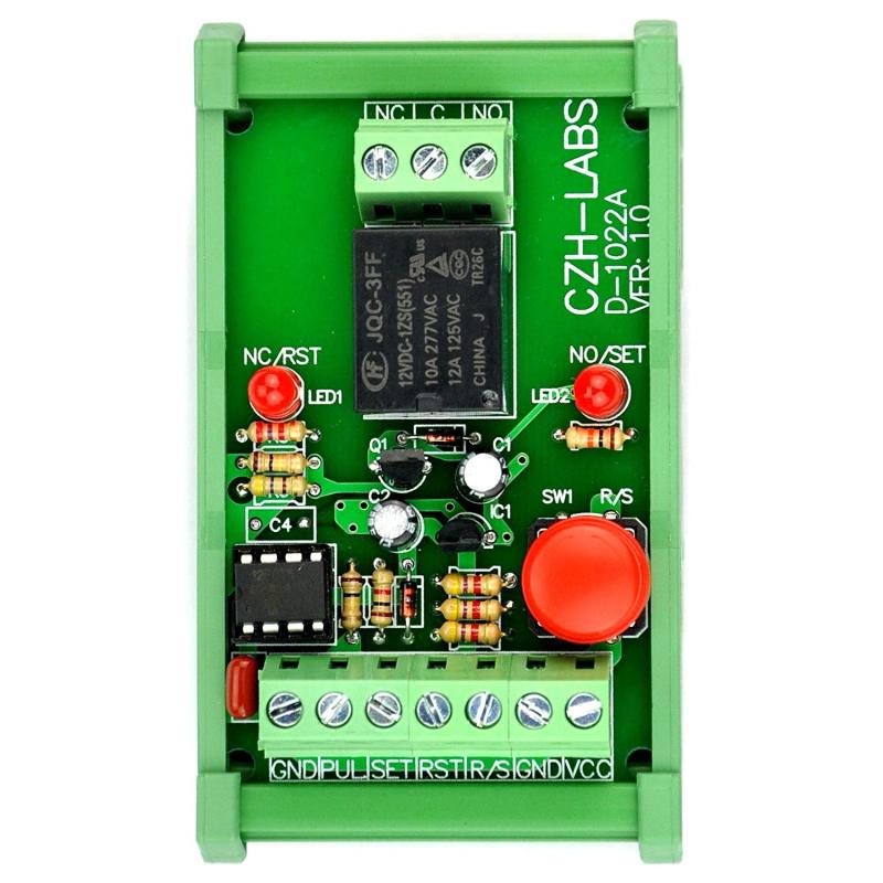 DIN Rail Momentary-Switch/Pulse-Signal Control Latching SPDT Relay Module, 12V.