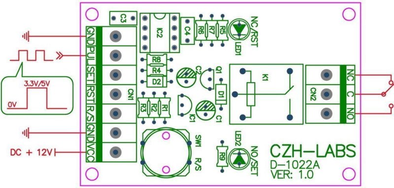 Panel Mount Momentary-Switch/Pulse-Signal Control Latching SPDT Relay Module,24V.