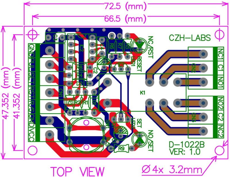 Panel Mount Momentary-Switch/Pulse-Signal Control Latching DPDT Relay Module,5V.