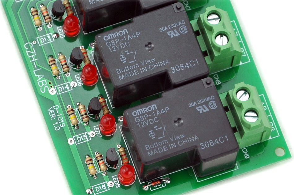 8 Channel SPST-NO 30Amp Power Relay Module Board, 12V Version, 30A.