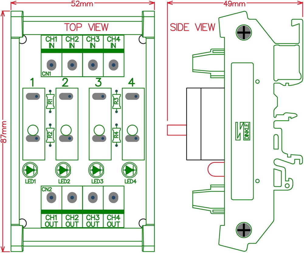DIN Rail Mount Independent 4 Channels Thermal Circuit Breaker Module.