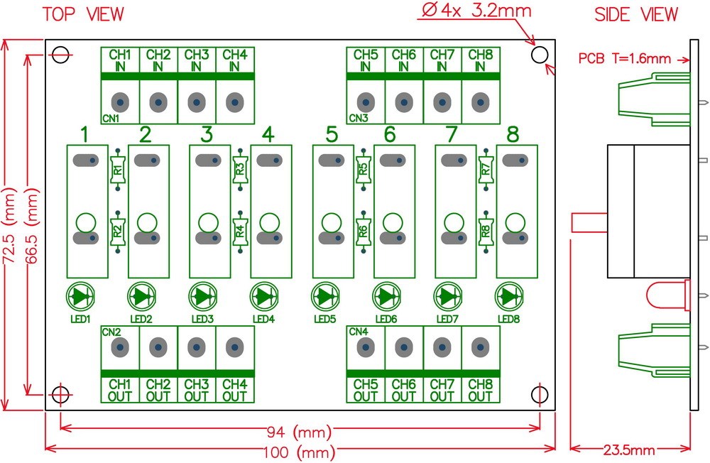Panel Mount Independent 8 Channels Thermal Circuit Breaker Module.