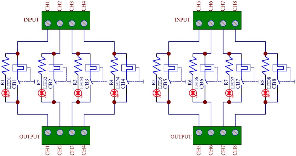 Panel Mount Independent 8 Channels Thermal Circuit Breaker Module.