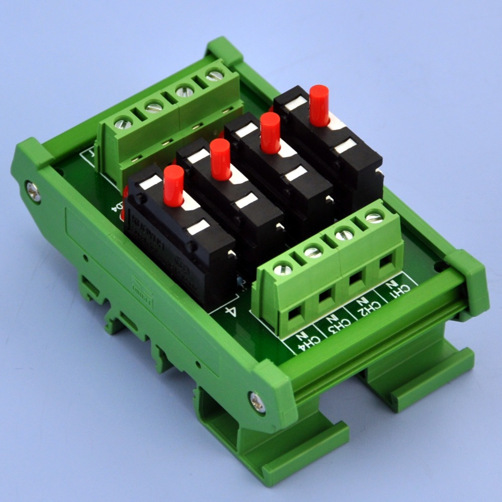 DIN Rail Mount Independent 4 Channels Thermal Circuit Breaker Module.