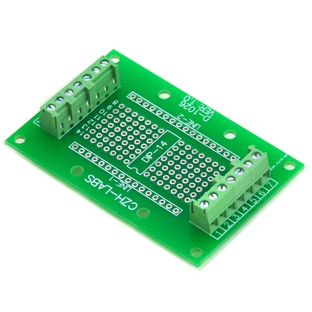 DIP-14 Component to Screw Terminal Block Adapter Board, DIP14 PCB.