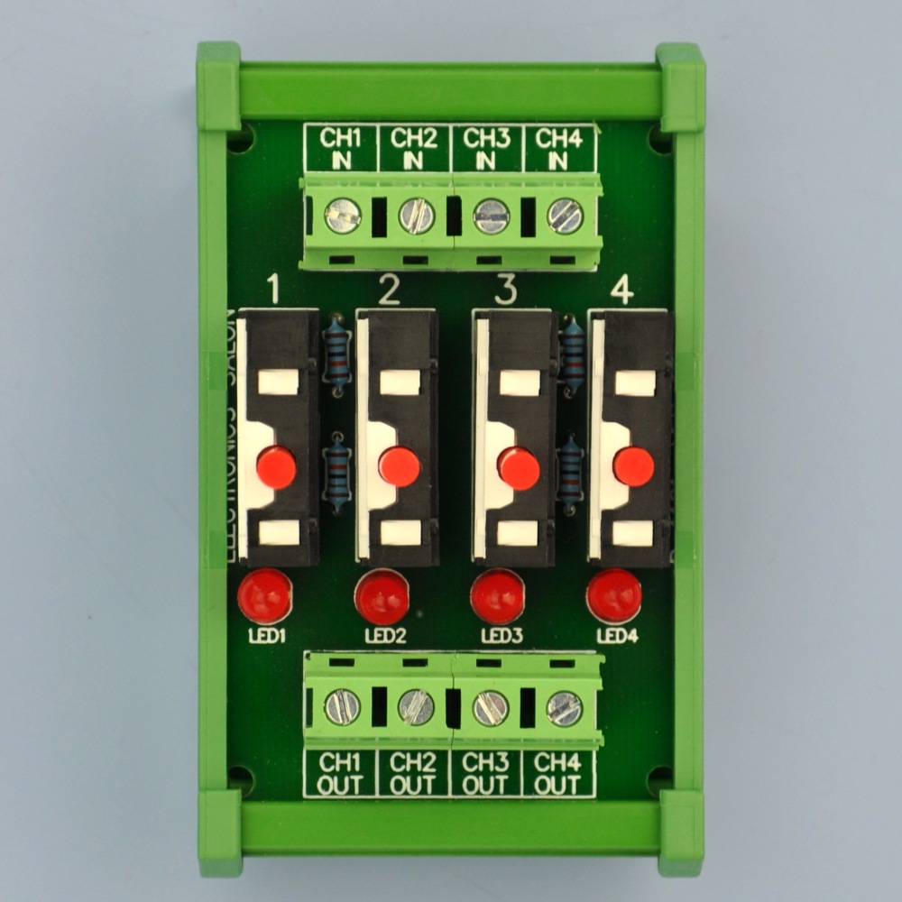 DIN Rail Mount Independent 4 Channels Thermal Circuit Breaker Module.