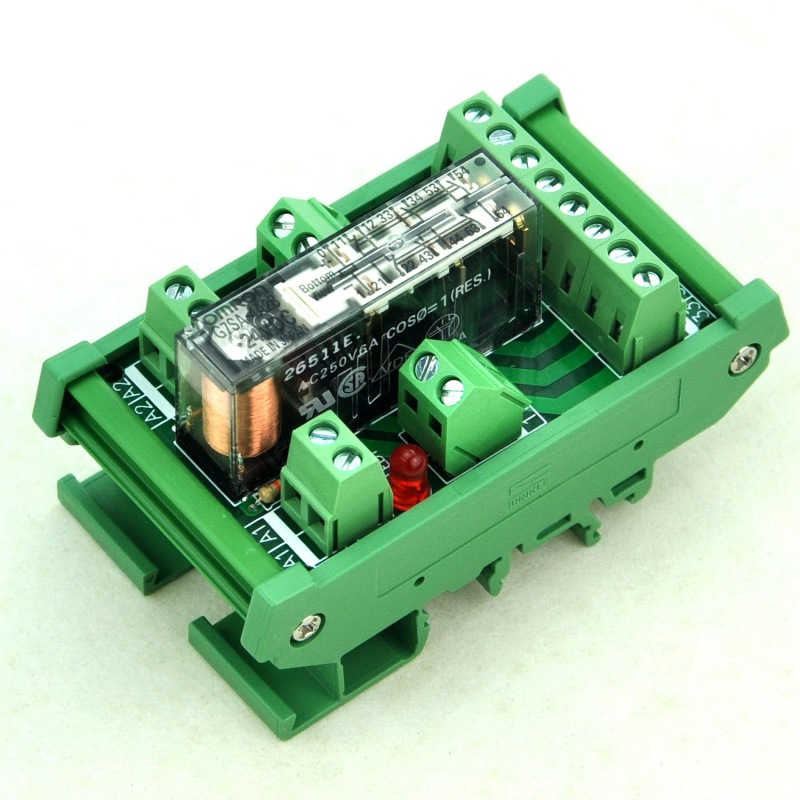 DIN Rail Mount Safety Relay Module, 24V AC/DC, G7SA-4A2B, 4PST-NO DPST-NC.