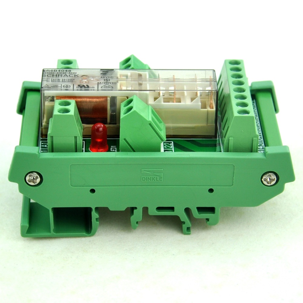 DIN Rail Mount Safety Relay Module, 48V AC/DC, SR6B4048, 4PST-NO DPST-NC.