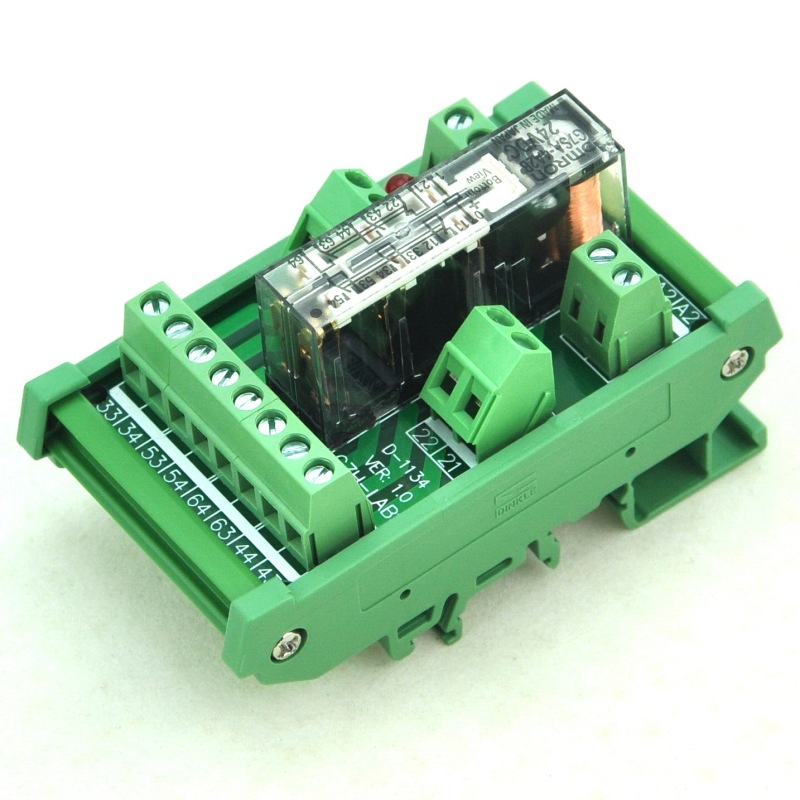 DIN Rail Mount Safety Relay Module, 24V AC/DC, G7SA-4A2B, 4PST-NO DPST-NC.