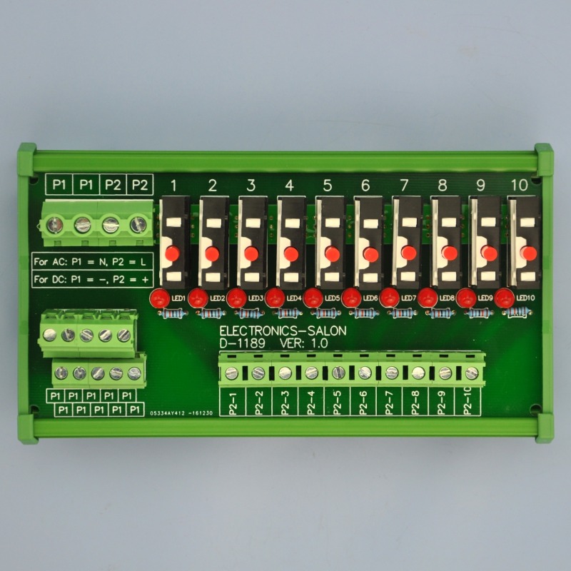 DIN Rail Mount 10 Position Thermal Circuit Breaker Power Distribution Module.