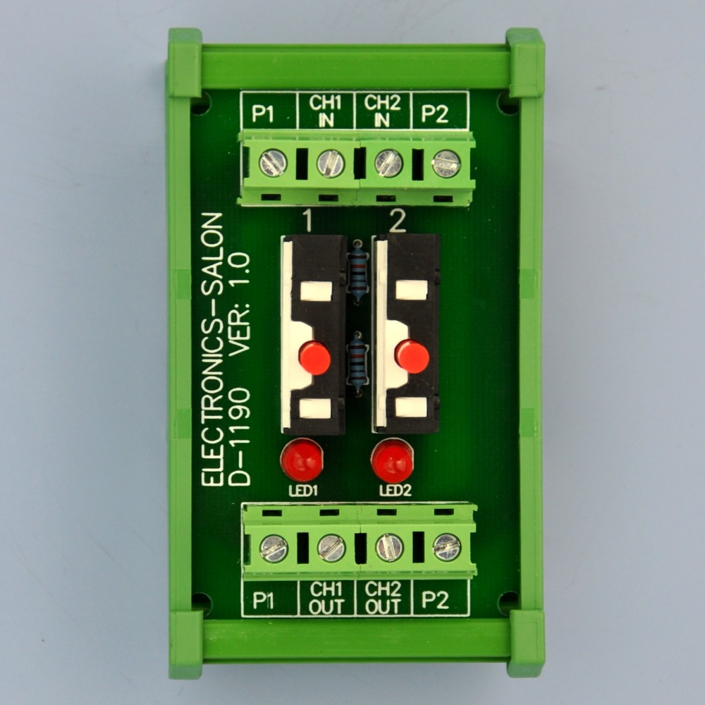 DIN Rail Mount 2 Channel Thermal Circuit Breaker Module, with 2 Direct Connection Terminal.