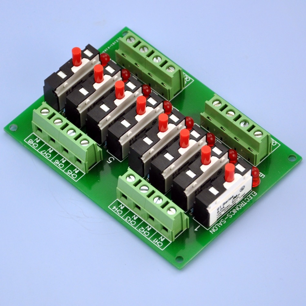 Panel Mount Independent 8 Channels Thermal Circuit Breaker Module.