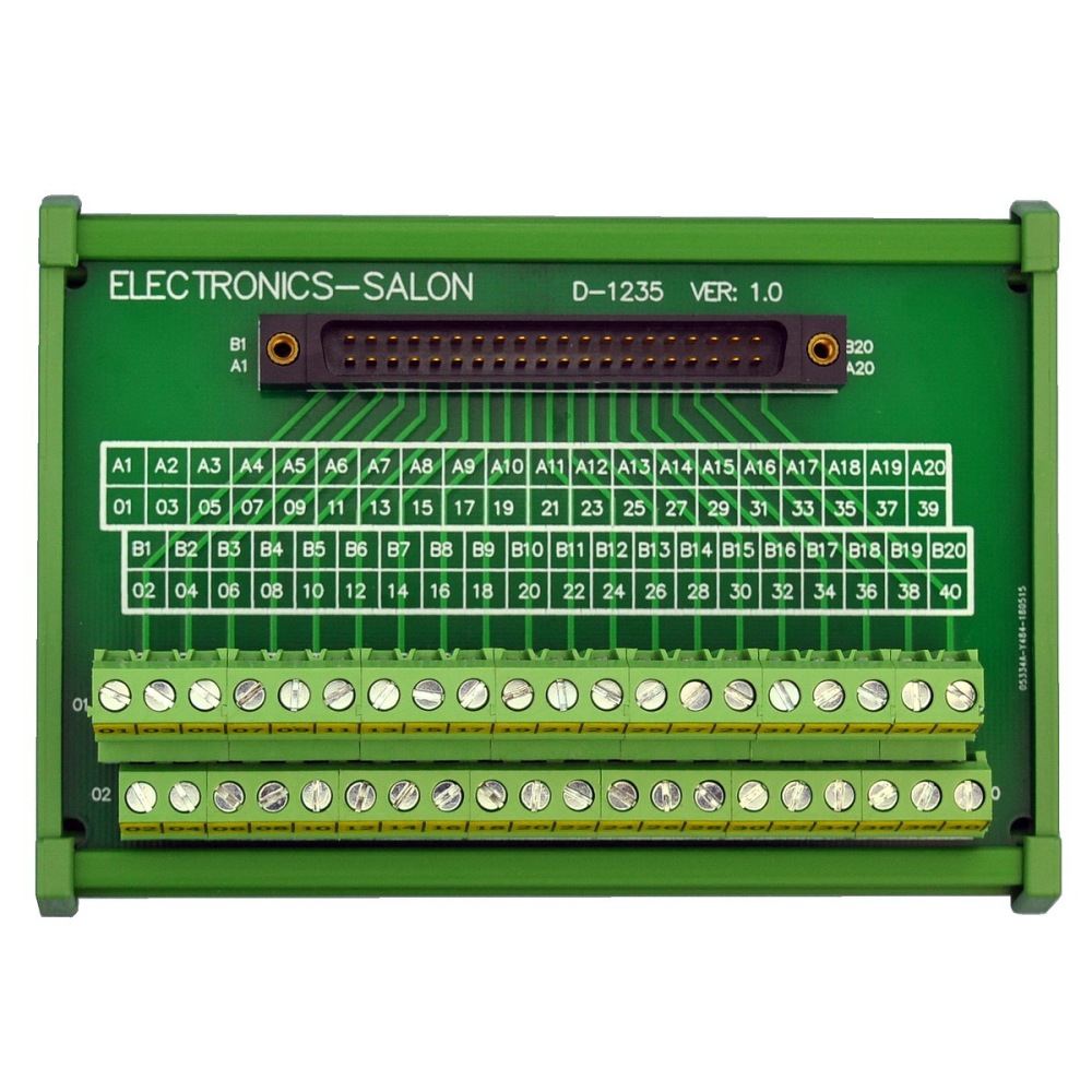 Compatible XW2B-40F5-P 40Pin Rectangular Connector-Terminal Block Conversion Module, for PLC Wiring. MD-D1235T-1