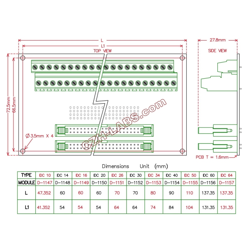DIN Rail Mount Dual IDC20 Pitch 2.54mm Male Header Interface Module Breakout Board.