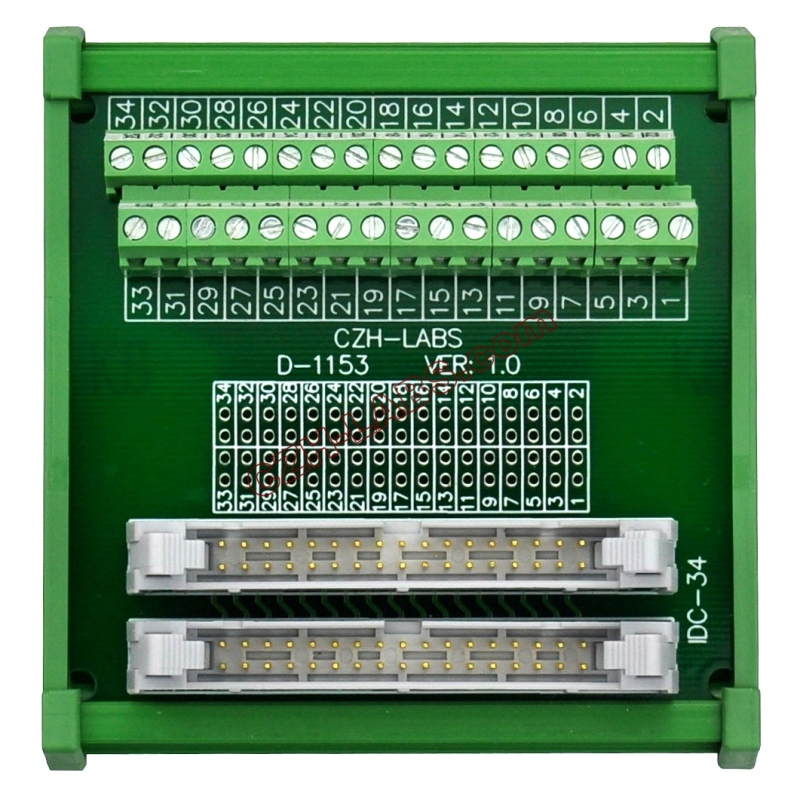 DIN Rail Mount Dual IDC34 Pitch 2.54mm Male Header Interface Module Breakout Board.