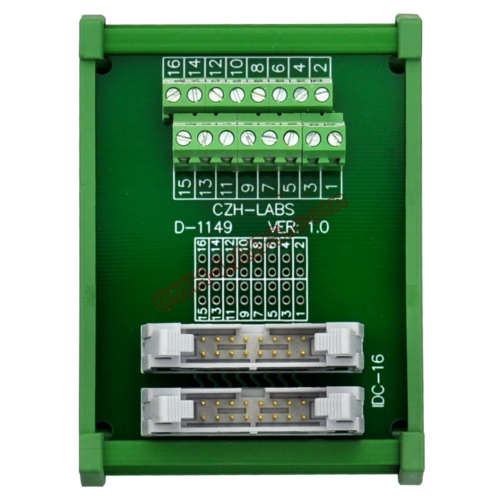 DIN Rail Mount Dual IDC16 Pitch 2.54mm Male Header Interface Module Breakout Board.