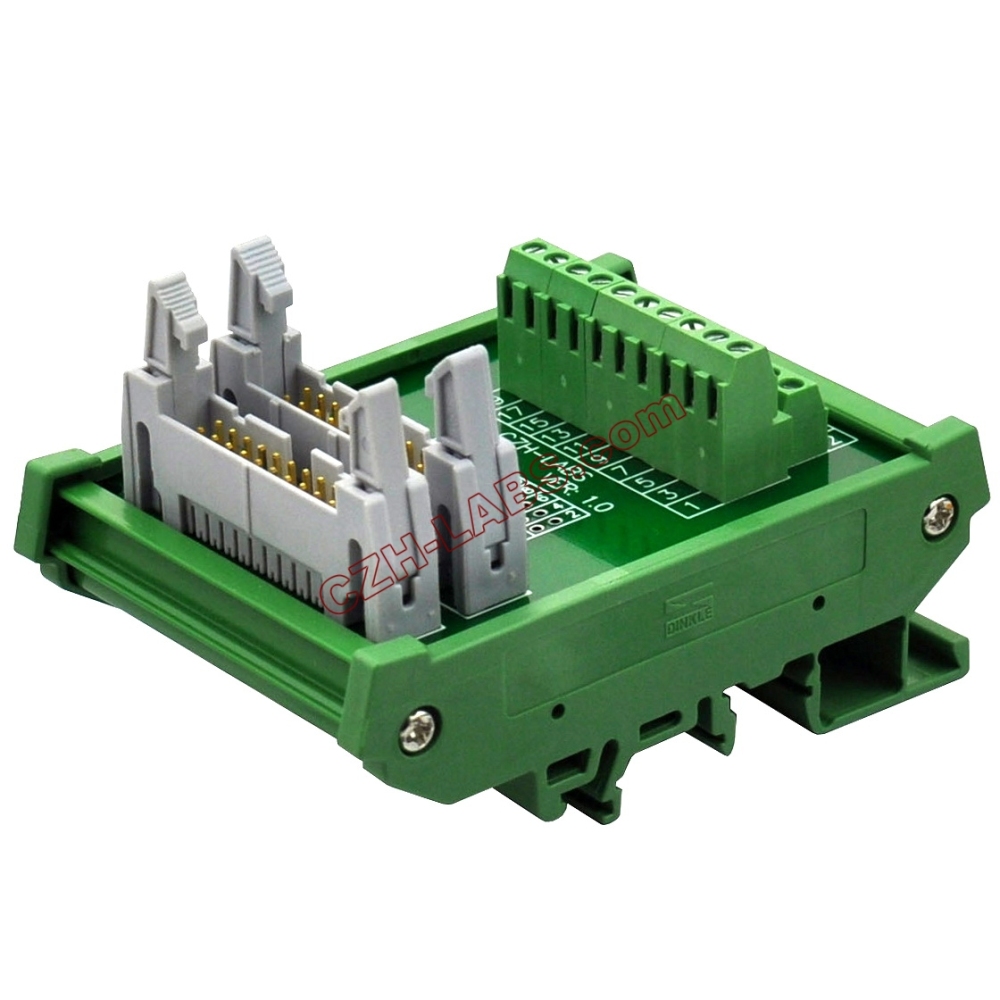 DIN Rail Mount Dual IDC20 Pitch 2.54mm Male Header Interface Module Breakout Board.