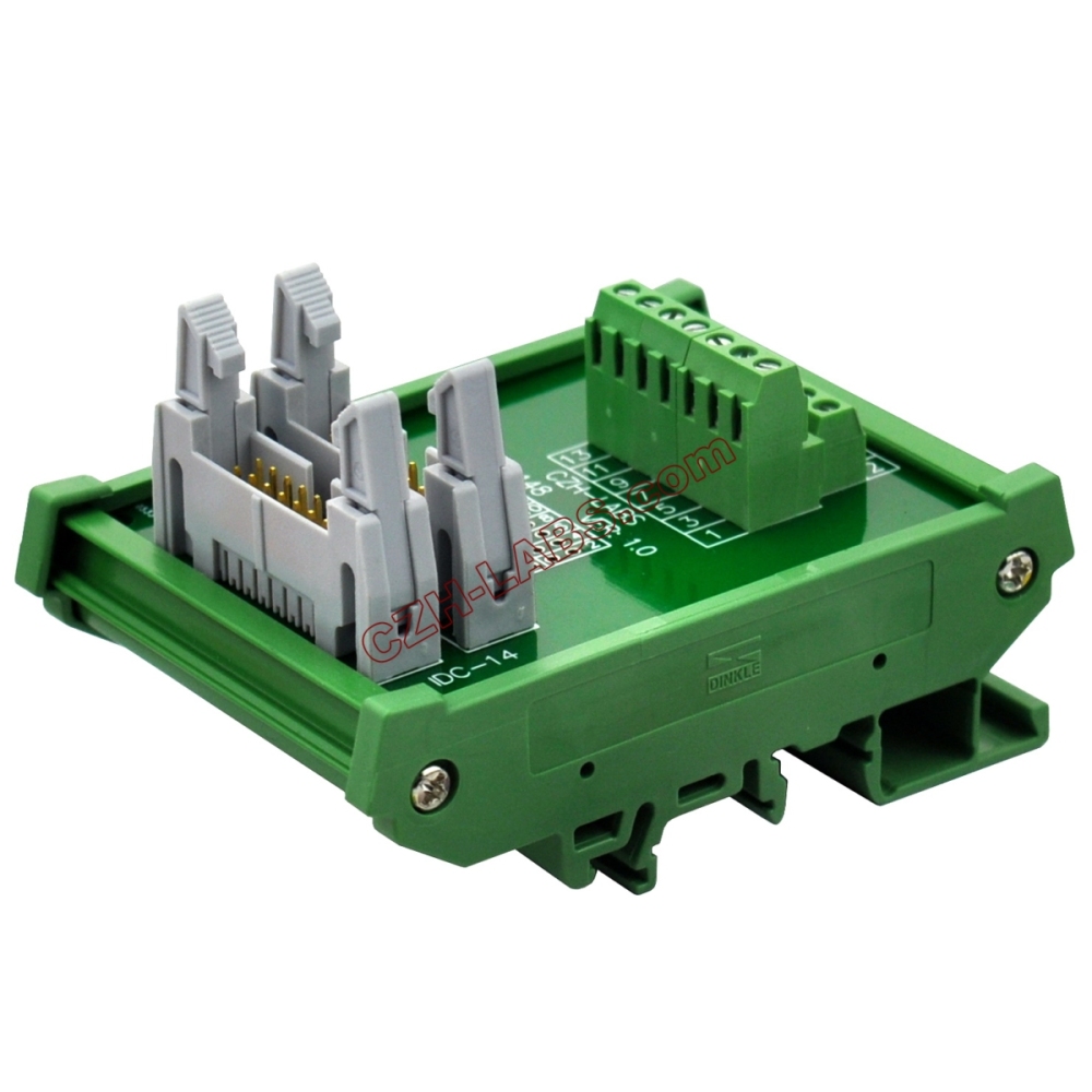 DIN Rail Mount Dual IDC14 Pitch 2.54mm Male Header Interface Module Breakout Board.