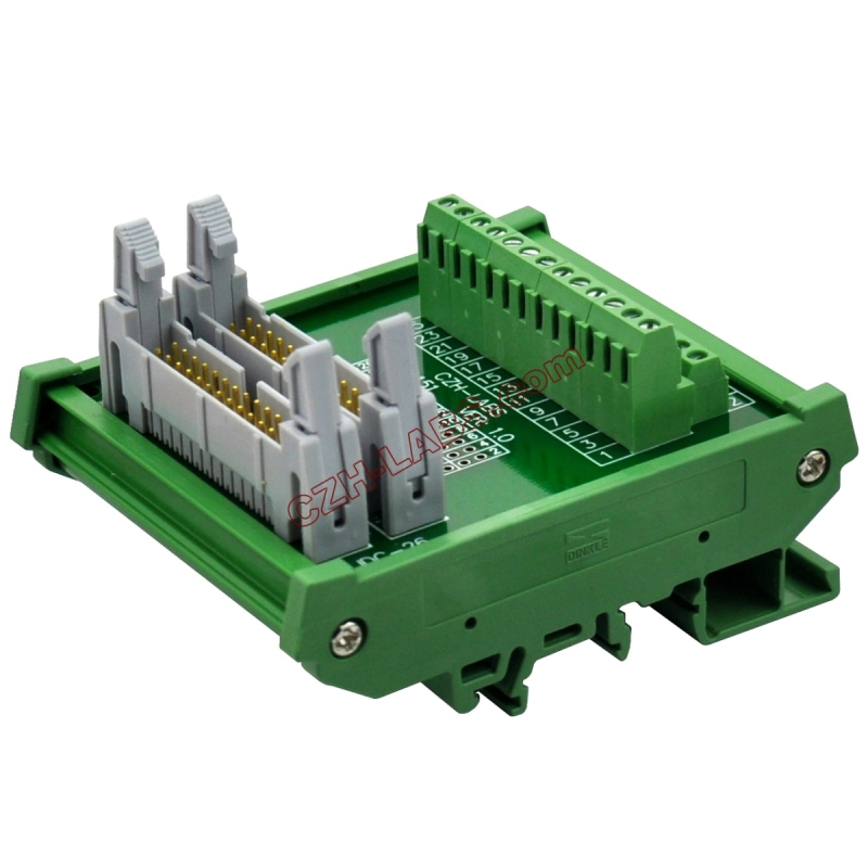 DIN Rail Mount Dual IDC26 Pitch 2.54mm Male Header Interface Module Breakout Board.