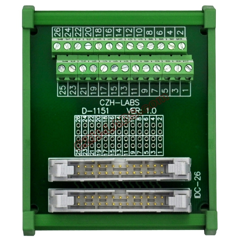 DIN Rail Mount Dual IDC26 Pitch 2.54mm Male Header Interface Module Breakout Board.