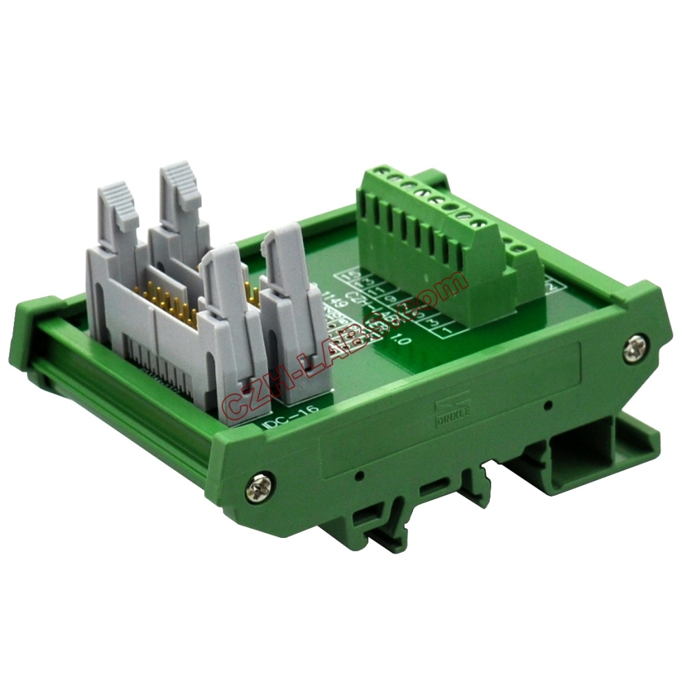 DIN Rail Mount Dual IDC16 Pitch 2.54mm Male Header Interface Module Breakout Board.