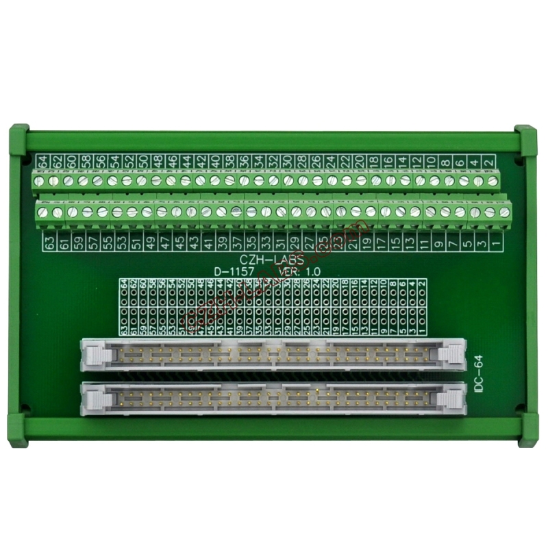 DIN Rail Mount Dual IDC64 Pitch 2.54mm Male Header Interface Module Breakout Board.