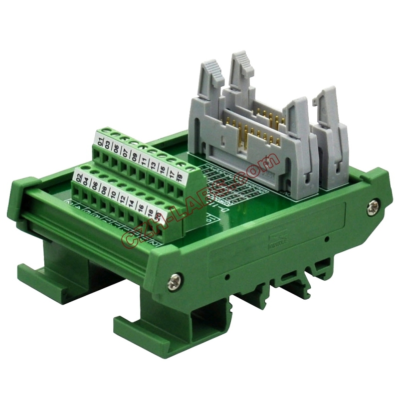 DIN Rail Mount Dual IDC20 Pitch 2.54mm Male Header Interface Module Breakout Board.