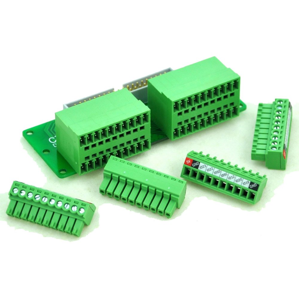 Pi Panel Mount Pluggable Terminal Block Breakout Module, for Raspberry Pi.