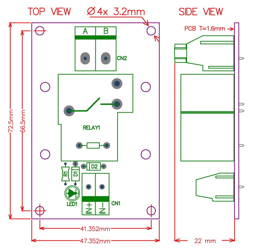 CZH-Labs 24V Passive SPST-NO 30Amp Power Relay Module Board.