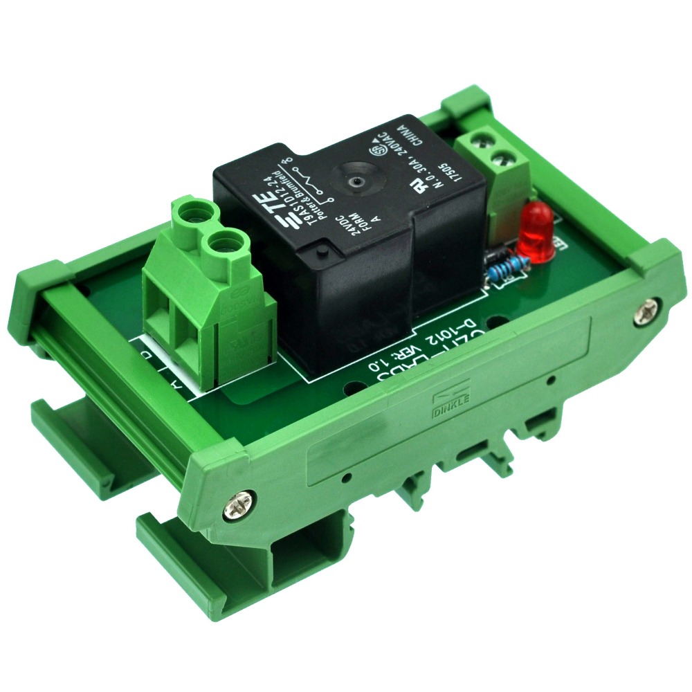 CZH-Labs DIN Rail Mount 24V Passive SPST-NO 30Amp Power Relay Module.
