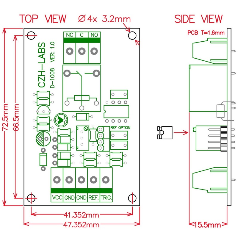 DIN Rail Mount Voltage Comparator Relay Module, DC12V, SPDT 10Amp Relay.