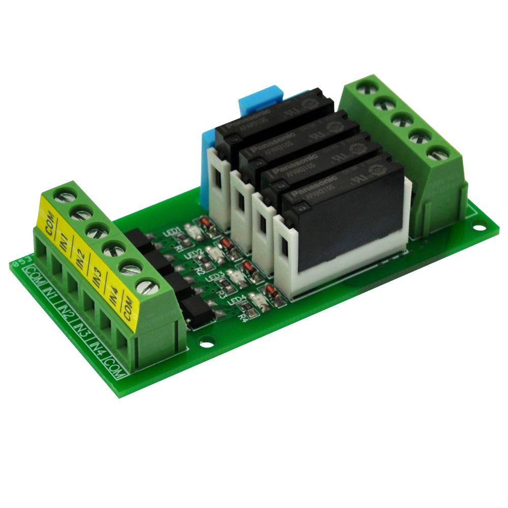 CZH-LABS Passive DC5V 4 SPST-NO 5Amp APAN3105 Slim Power Relay Module.