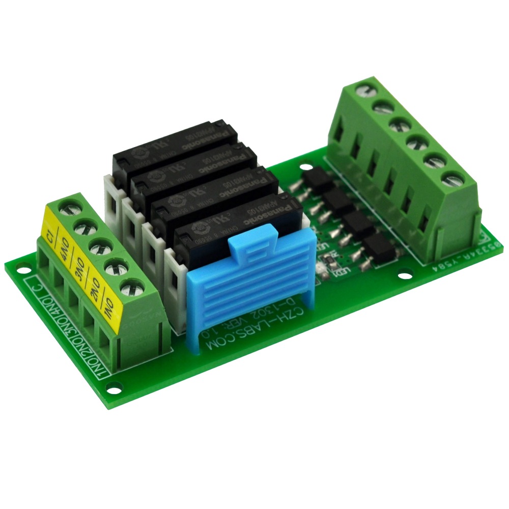 CZH-LABS Passive DC5V 4 SPST-NO 5Amp APAN3105 Slim Power Relay Module.